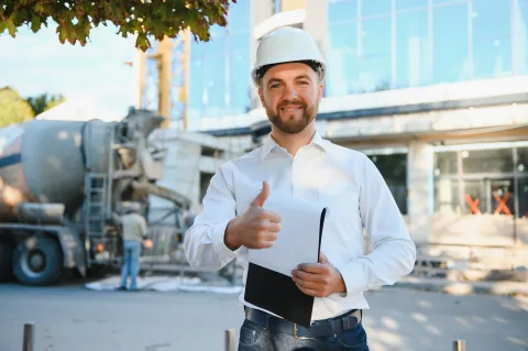 délégué commercial avec un pouce vers le haut